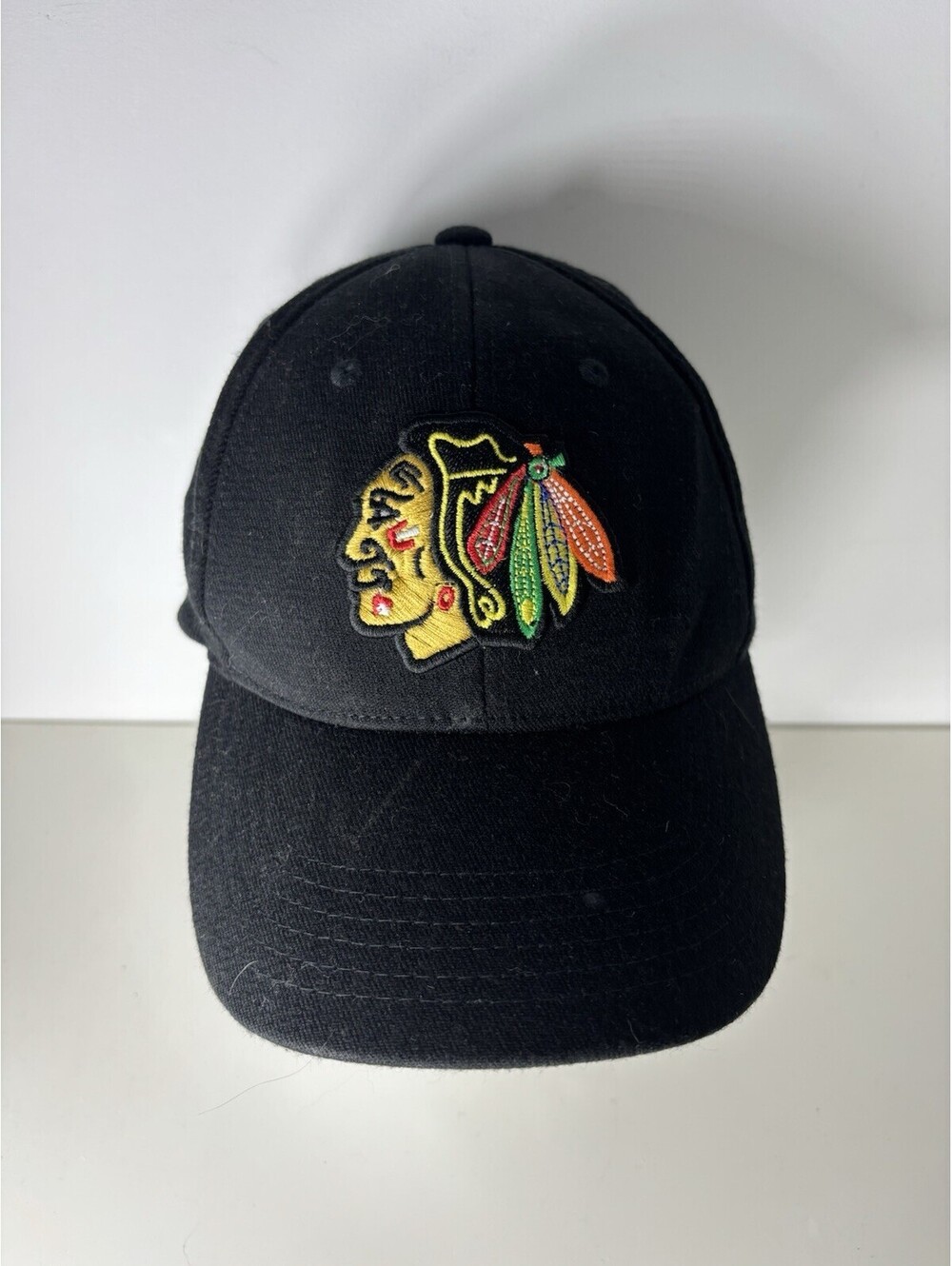 Chicago Blackhawks Baseball Cap NHL Old Time Hockey Black Hat One Size